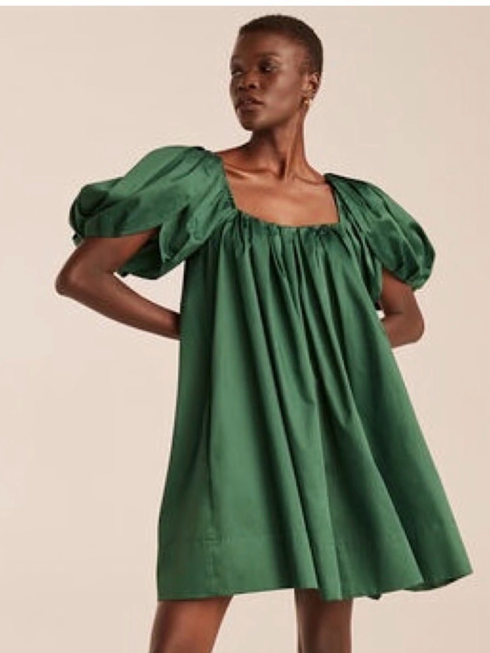 Rebecca Taylor Emerald Green Puff-Sleeve Mini Dress